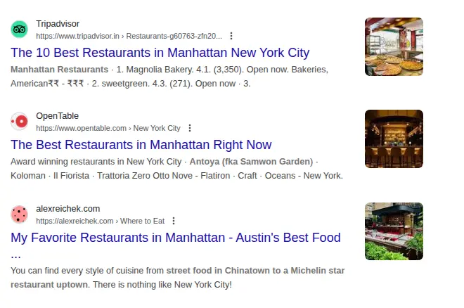 Local services- restaurant services in Manhattan